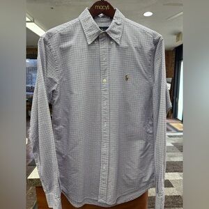 Ralph Lauren Blue & White Micro Check Button-Down Shirt
